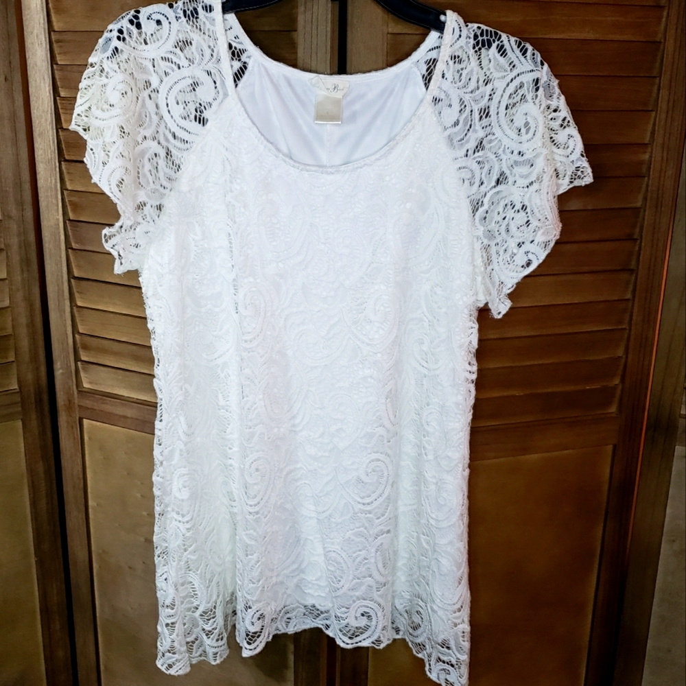 Brittany Black White Lace Blouse